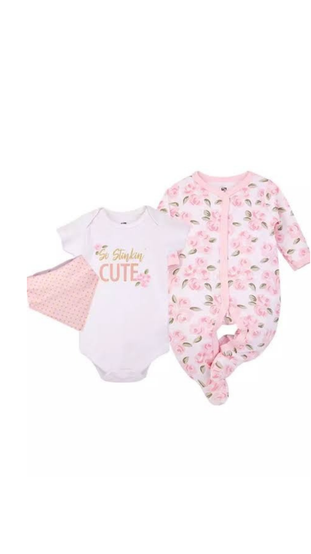 Hudson Baby Checkered Pink Baby Layette Set (3pcs) | 3–6M, 6–9M | Soft Cotton