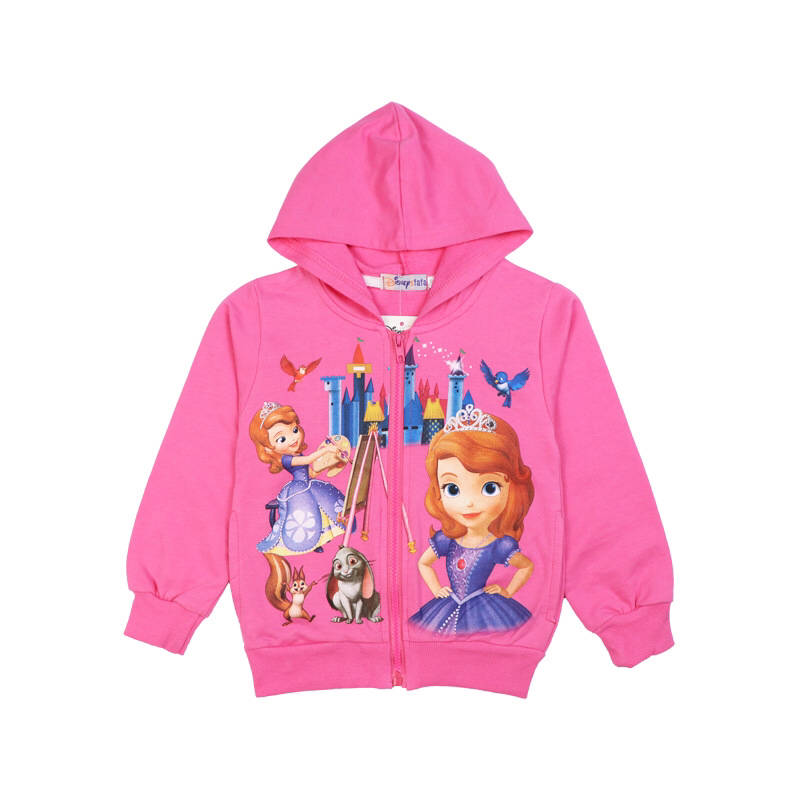 Hot pink Sofia the first themed girl jacket Front side