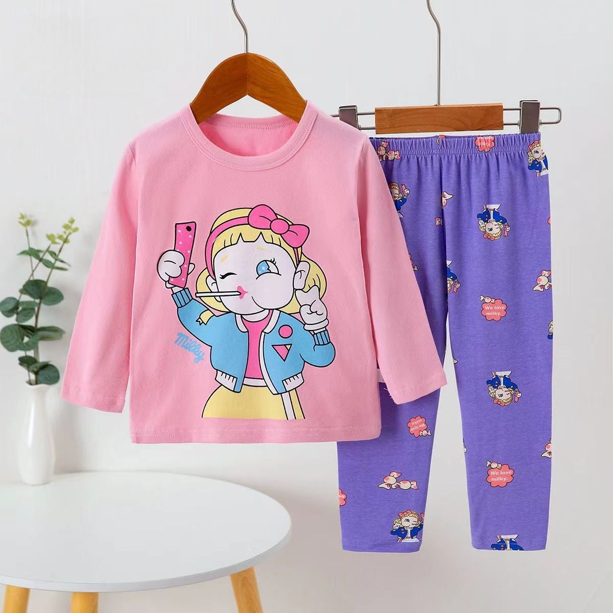 Pink and purple kids pajamas