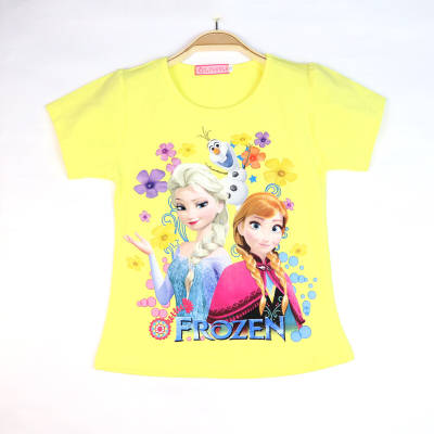 Yellow Frozen Themed girls t-shirt front side