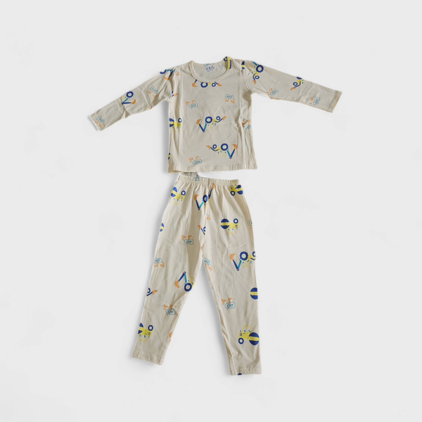 Tractor Cream Kids Pajamas
