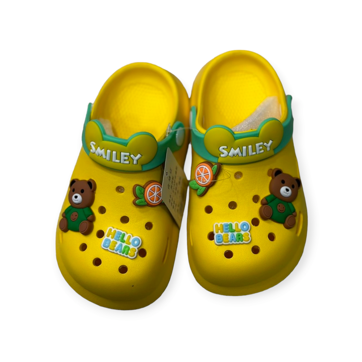 Yellow Smiley Hello Bear Kids Crocs