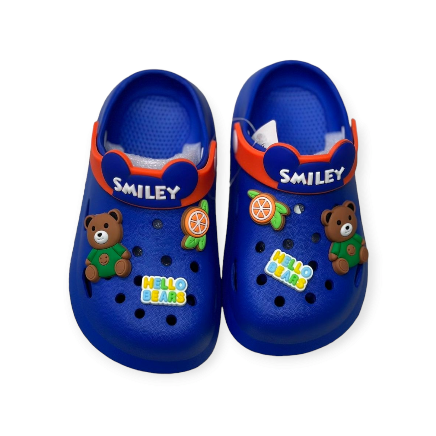 Blue Smiley Hello Bear Kids Crocs