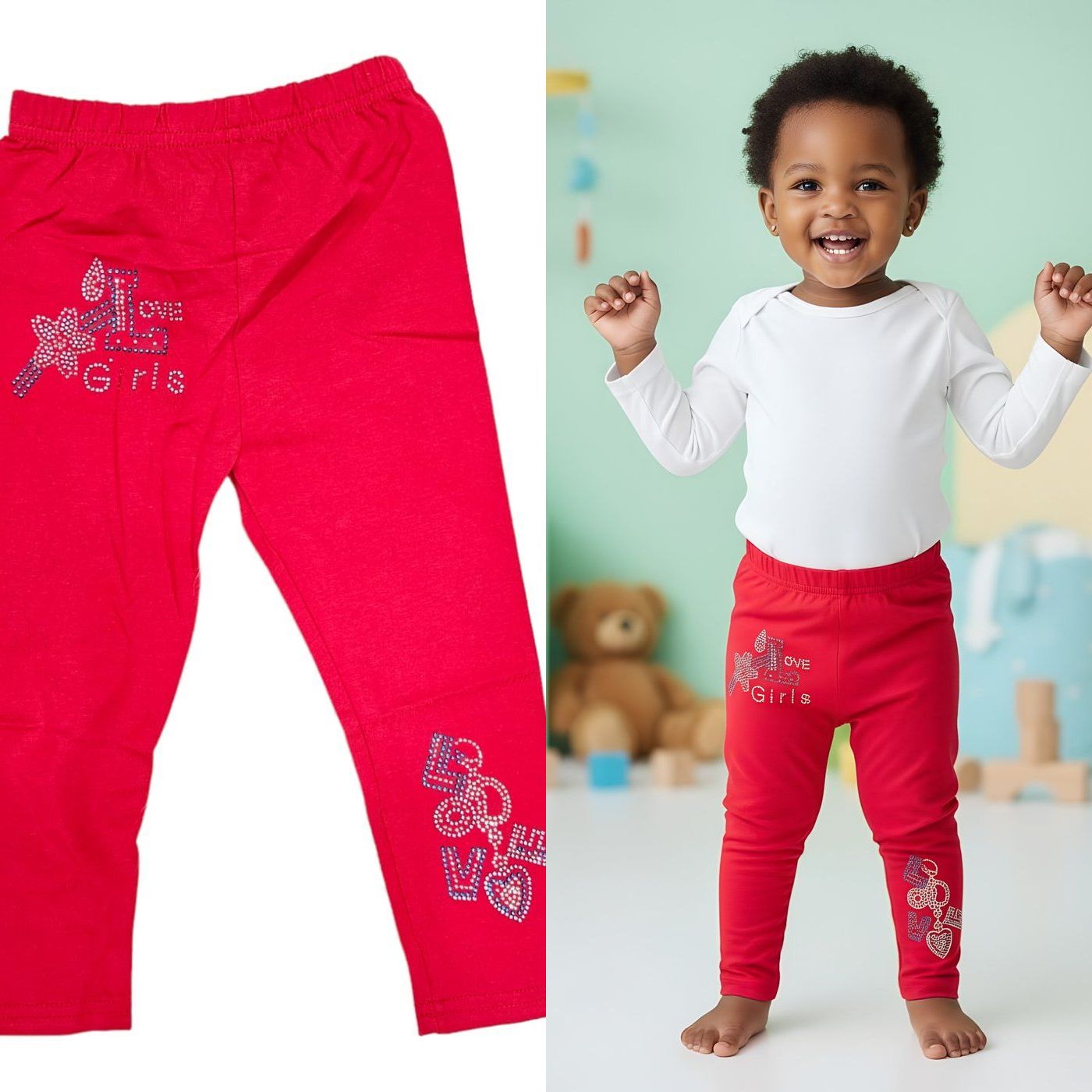 Red Girls Tights | Unique Patterns | Sizes 60, 65, 70, 80
