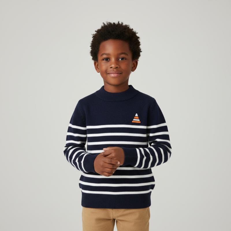 Navy blue long-sleeved sweater