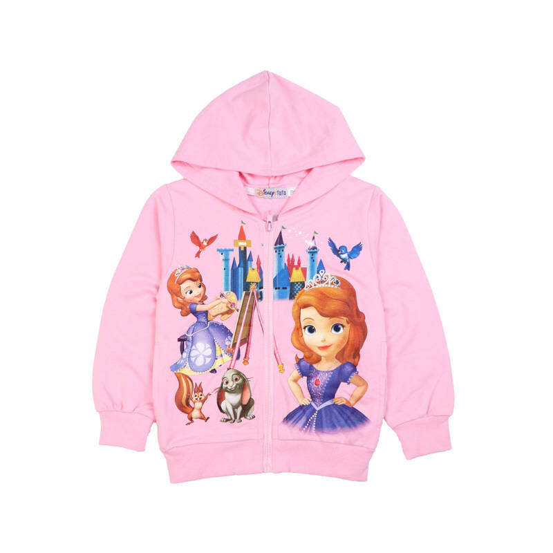 Baby pink Sofia the First themed girls jacket front side