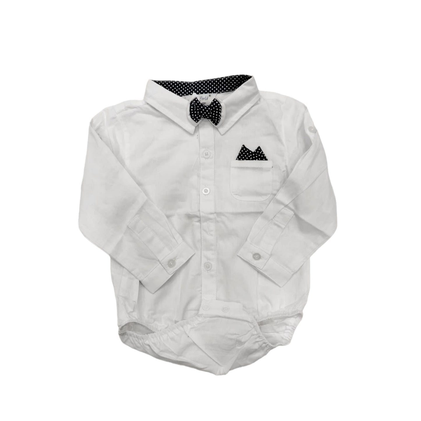 White Boys’ Official Bodysuit Shirt with Polka | 3 Months | Smart Baby Outfit