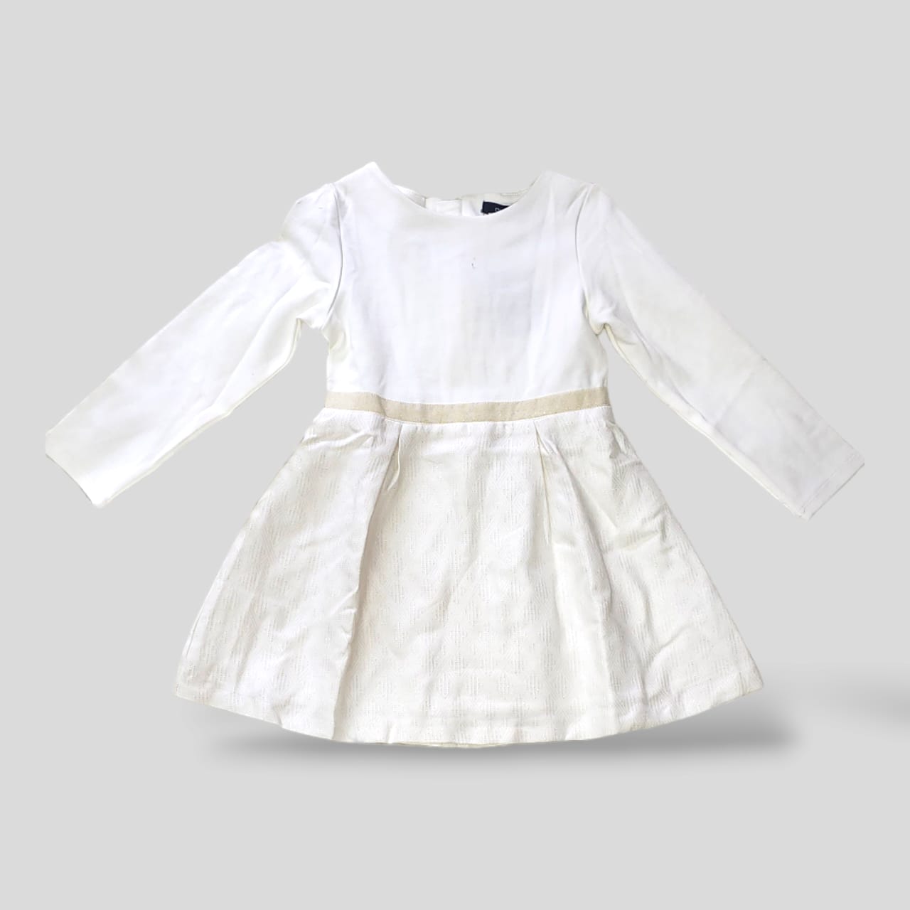 White Girls' Long-Sleeved Plain Dress