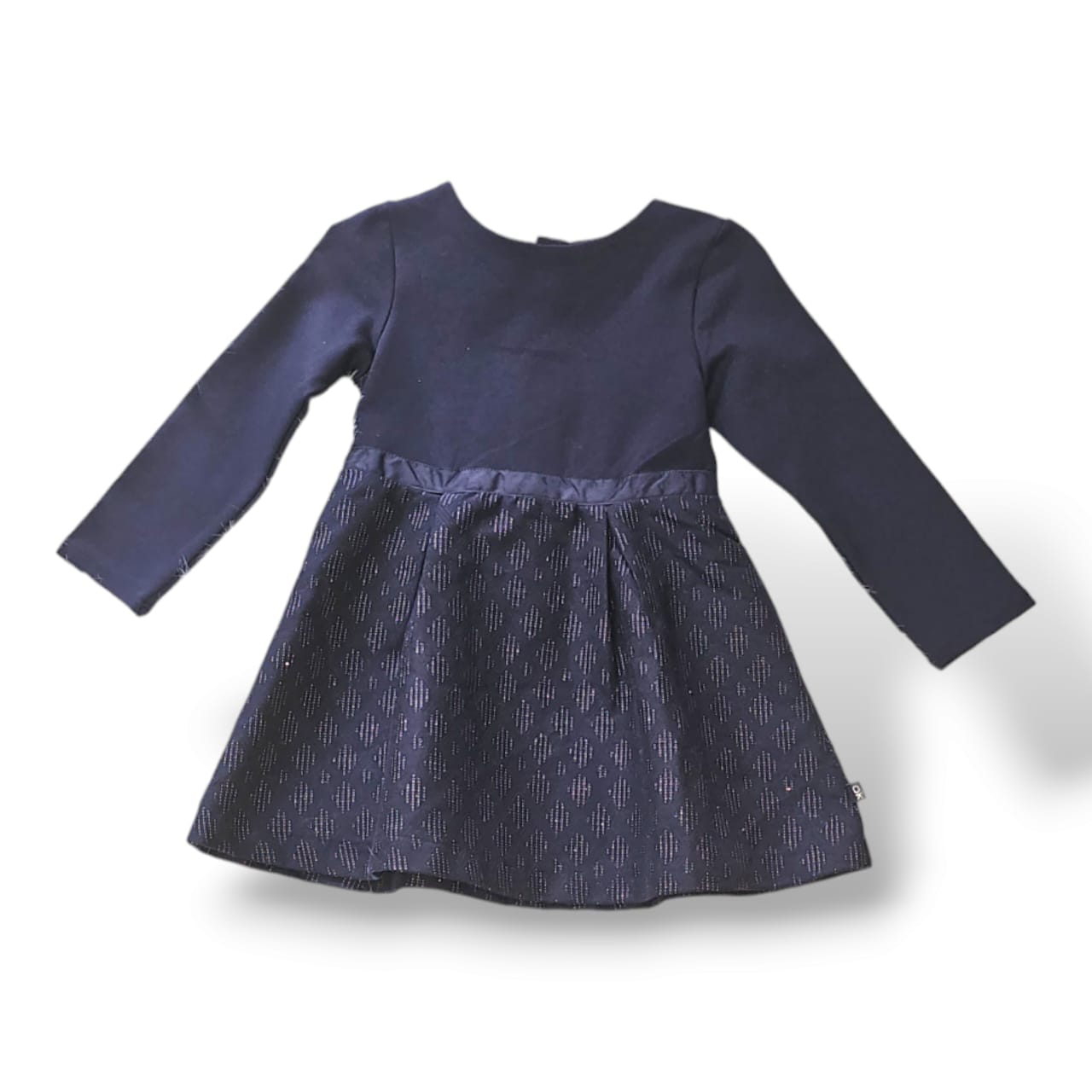 Black Girls' Long-Sleeved Plain Dress