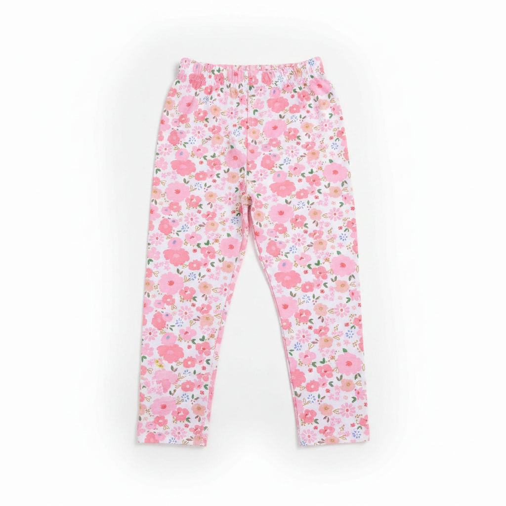 Pink and white flowere tights for girls