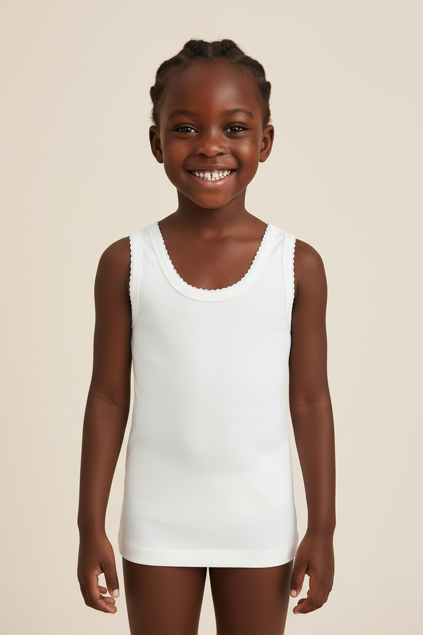 Yarrison 3-Pack Pure Cotton Girls Vests | Ages 3–4 , 7–8,5-6 years, 11-12yrs | Soft & Breathable