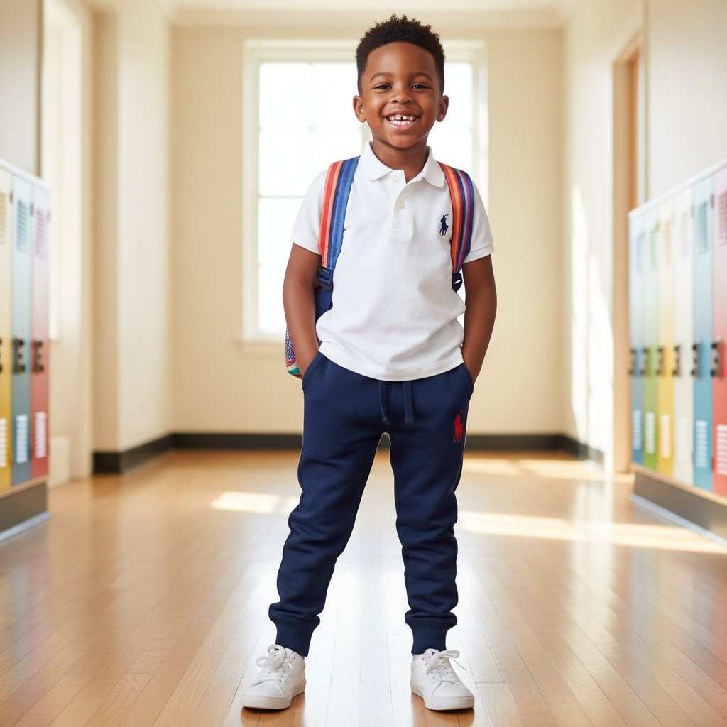 Grey Polo Sweatpants | Sizes 3-9 Years | Comfortable & Durable