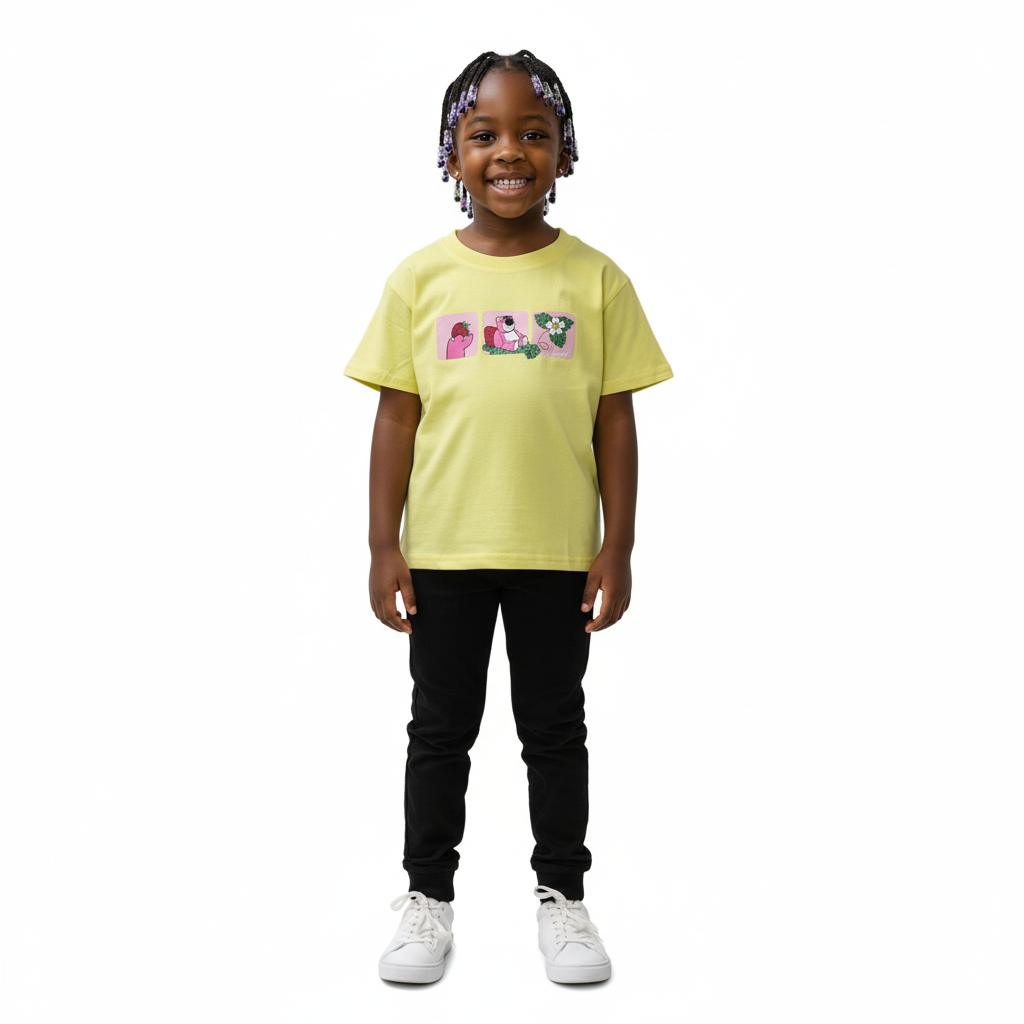 Yellow Short-Sleeved Girls T-Shirt | Ages: 3-7yrs | 100% Soft Cotton Comfort