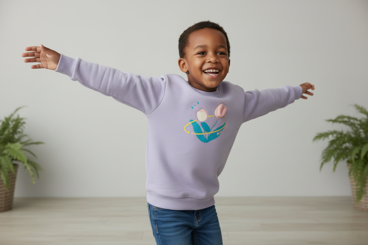 Happy  Girls Sweatshirt | Fun & Cozy Long Sleeve Top | Sizes 3–6 Yrs