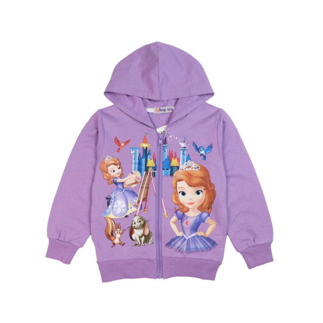 purple Sofia the first themed jacket front side