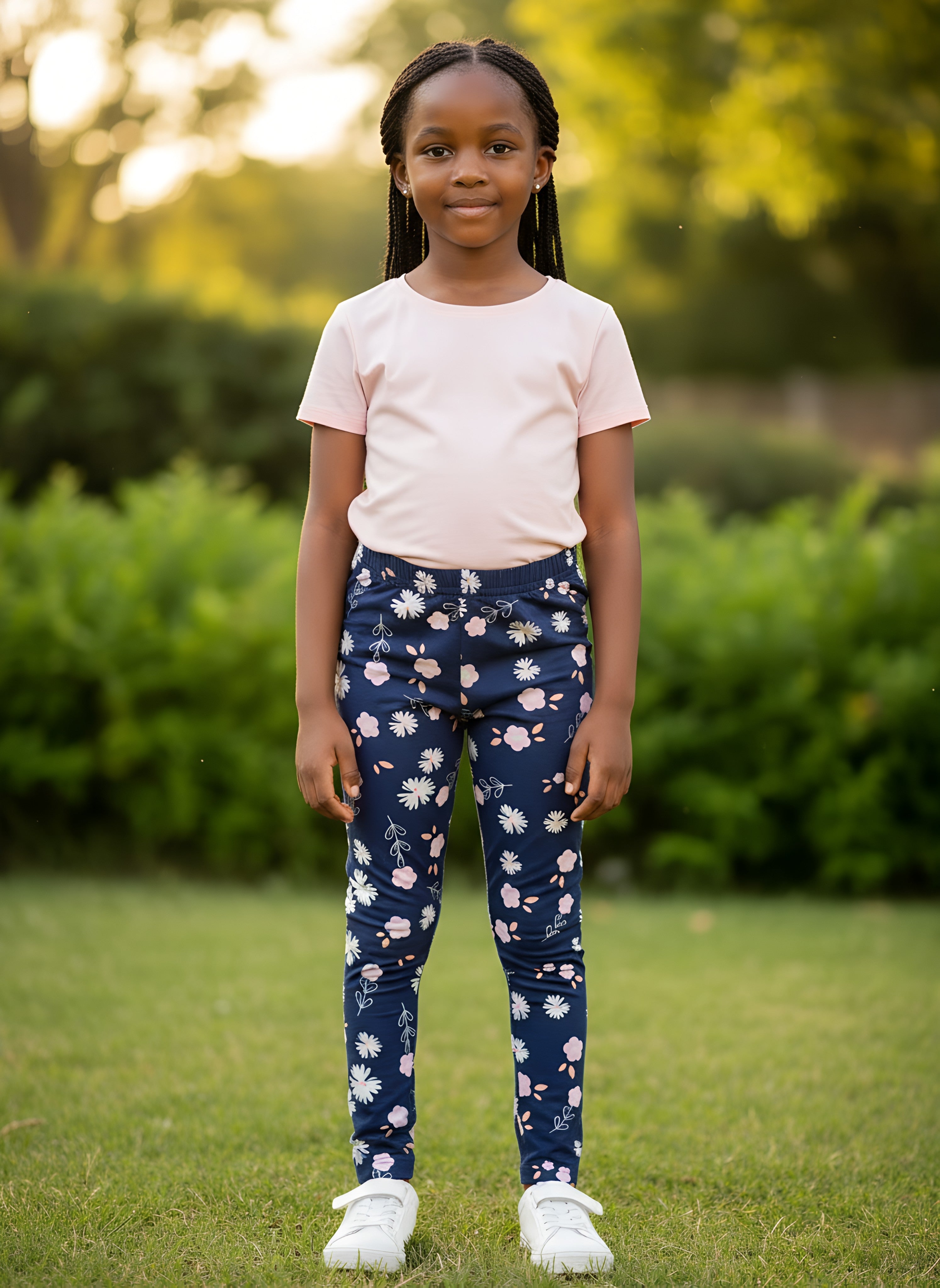 Navy blue floral pattern tights