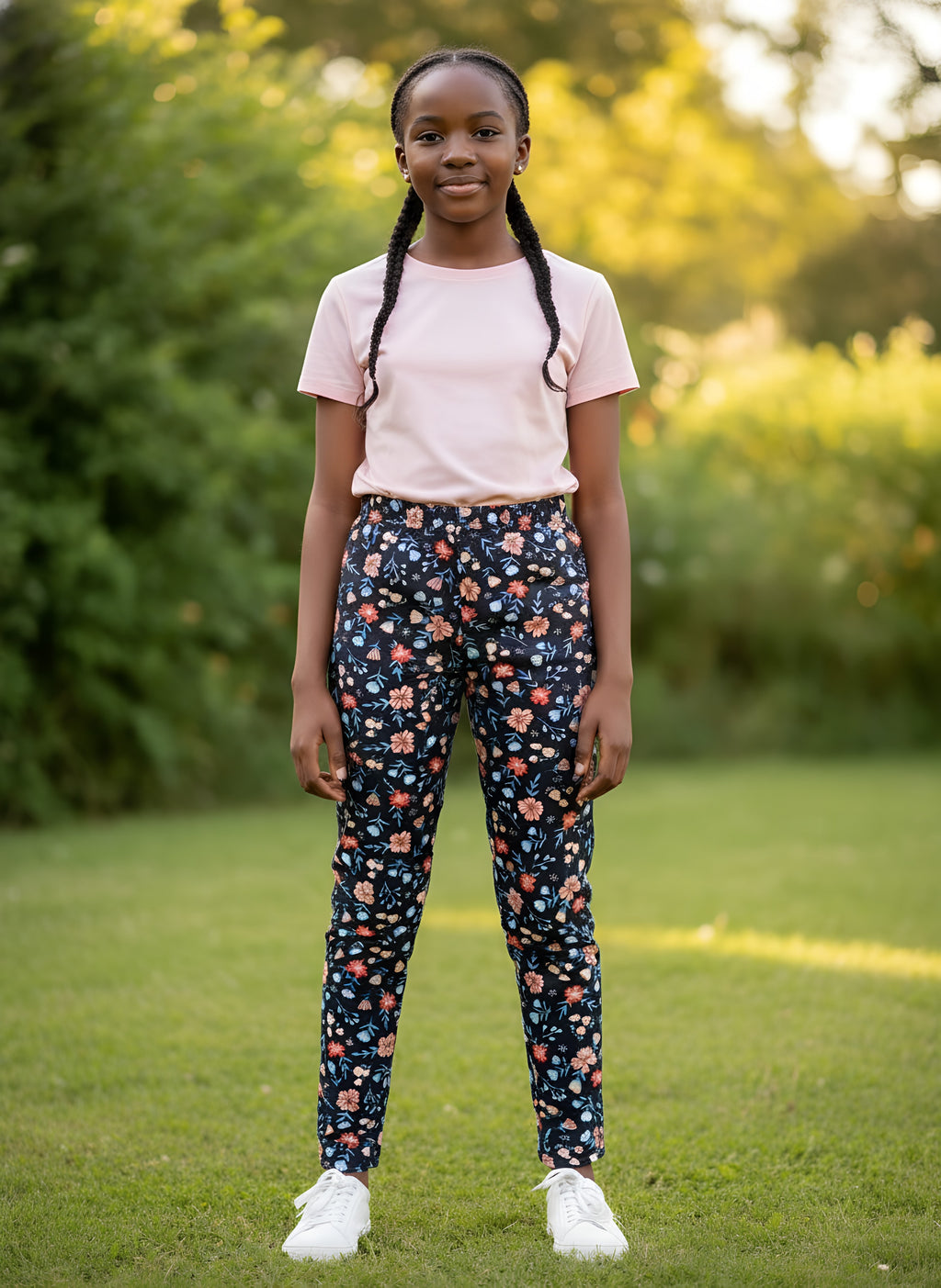 Black with Orange flowers