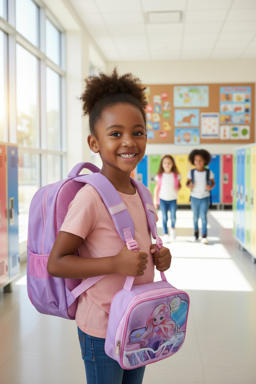 New Mermaid-Themed 3-Piece School Bag Set for Girls | Durable & Waterproof Backpack