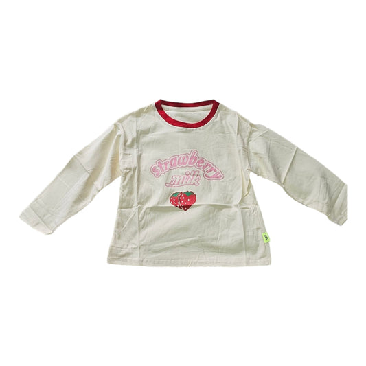 Strawberry milk Long Sleeved Girls Shirt