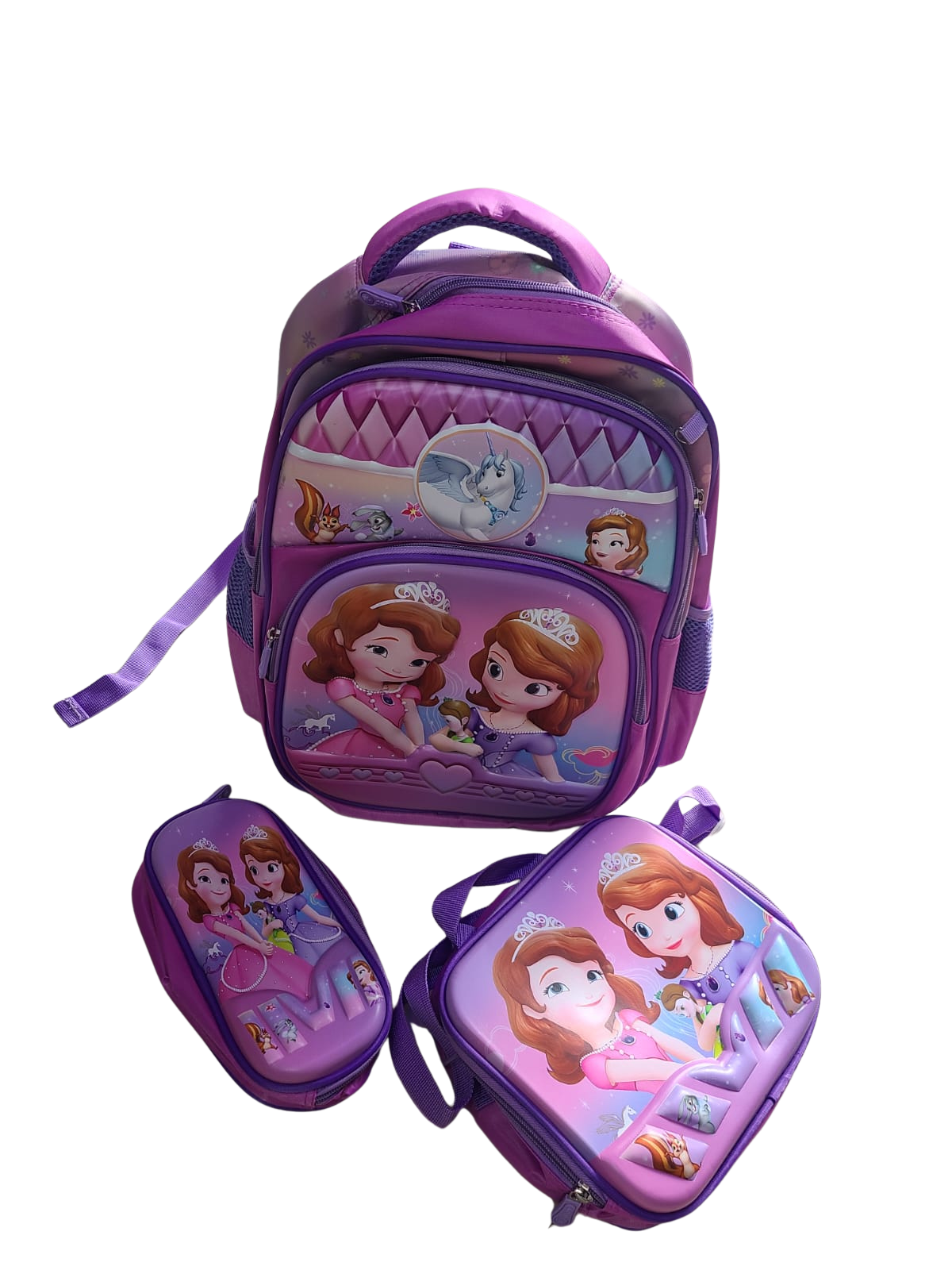 New Sofia the First 3-Piece School Bag Set for Girls | 41 × 21 cm | Waterproof Cartoon Backpack
