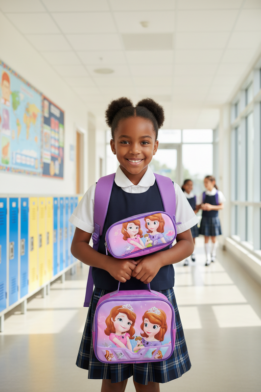 New Sofia the First 3-Piece School Bag Set for Girls | 41 × 21 cm | Waterproof Cartoon Backpack