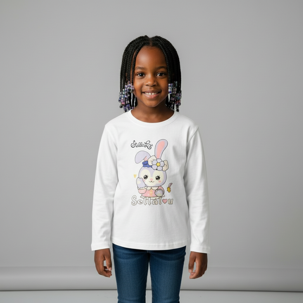 Stella Lou Long-Sleeve Girls T-Shirt | Ages 3–8 | Soft Cotton Comfort