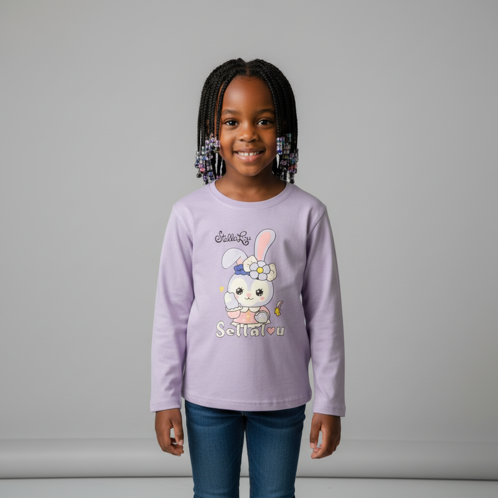 Stella Lou Long-Sleeve Girls T-Shirt | Ages 3–8 | Soft Cotton Comfort