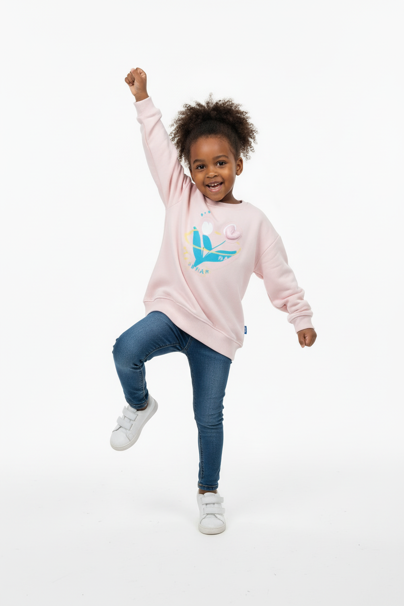Happy  Girls Sweatshirt | Fun & Cozy Long Sleeve Top | Sizes 3–6 Yrs