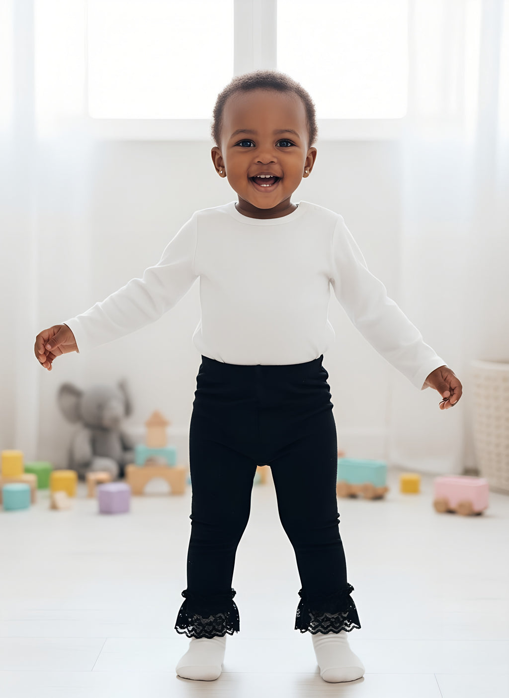 Black Light Girls' Tights | Soft & Breathable | Size 5–9m