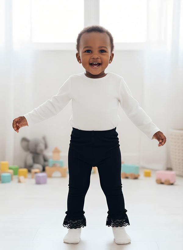 Black Light Girls' Tights | Soft & Breathable | Size 5–9m