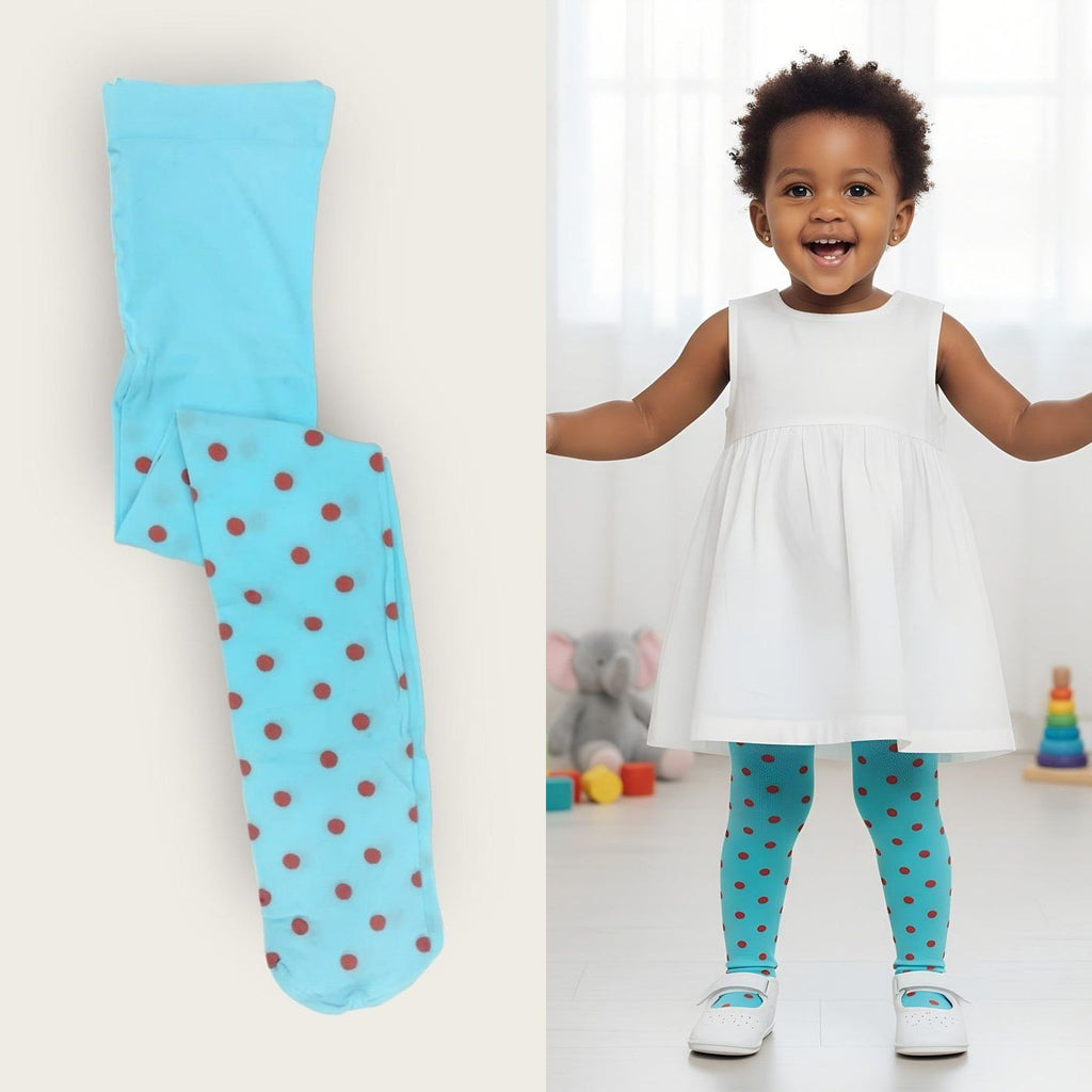 Quality Blue Polka Light Girls' Stockings | Soft & Cozy | Size 12–16m