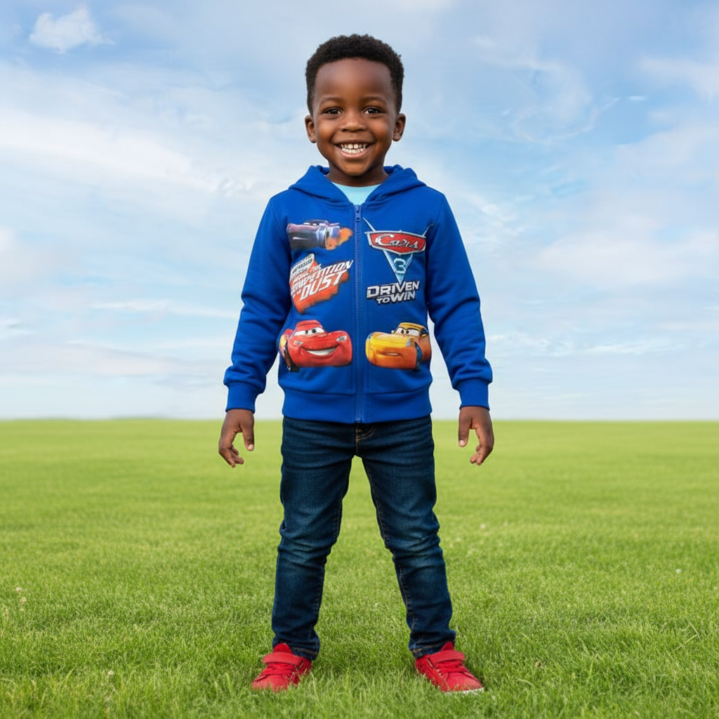 Cars Cartoon Themed Boys Hooded Jacket | Lightweight Kids Outerwear