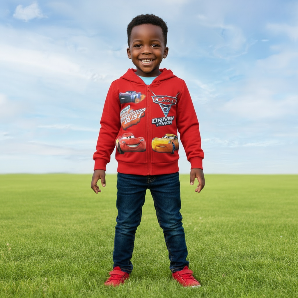 Cars Cartoon Themed Boys Hooded Jacket | Lightweight Kids Outerwear