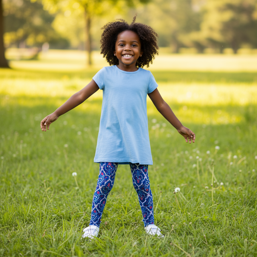 Blue Floral Girls' Tights | Sizes 60 & 70 | Soft, Stylish & Comfortable