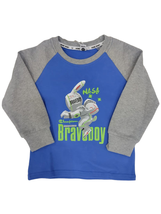 Blue grey Boys Long Sleeve T-Shirts