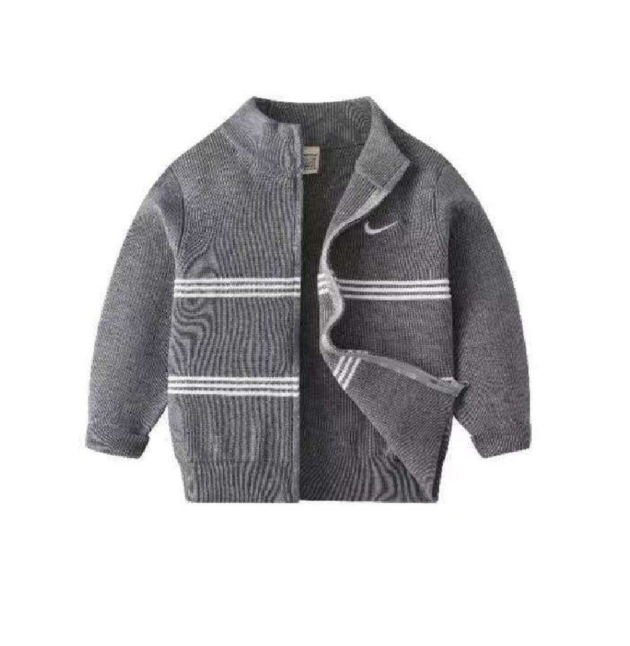 High Quality Boys’ Knitted Nike Sweaters with White Stripes | Sizes 150–180 | Black, Grey, Brown