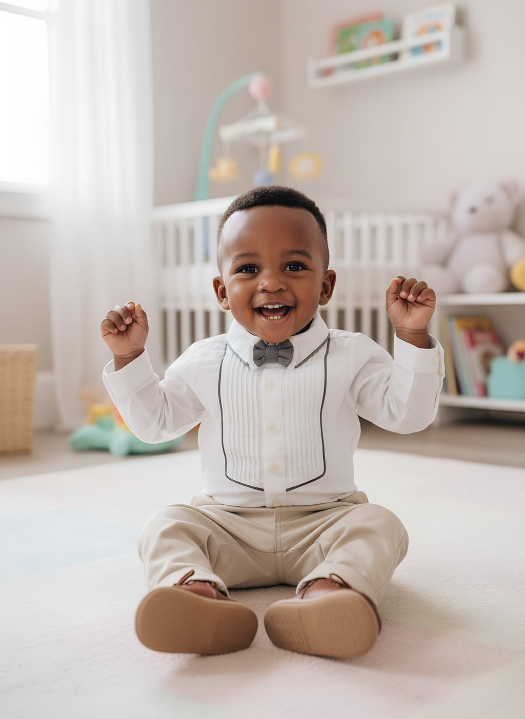 White & Grey Boys’ Official Bodysuit Shirt | Soft Cotton | Size 0–3m