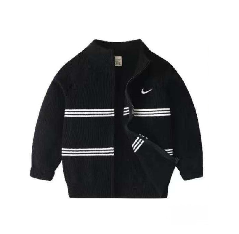 High Quality Boys’ Knitted Nike Sweaters with White Stripes | Sizes 150–180 | Black, Grey, Brown