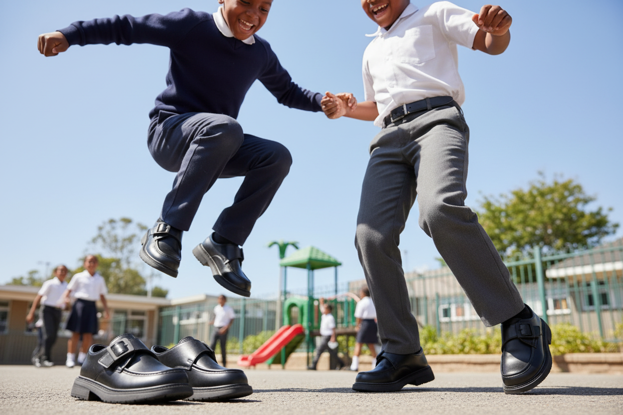 Boys’ Black School Shoes | Durable Comfortable Footwear | Sizes 29–39