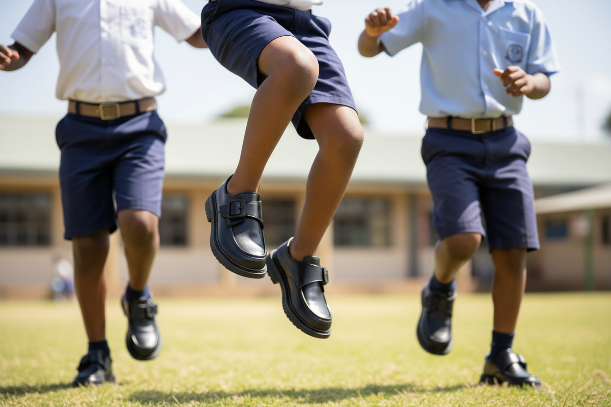 Boys’ Black School Shoes | Durable Comfortable Footwear | Sizes 29–39