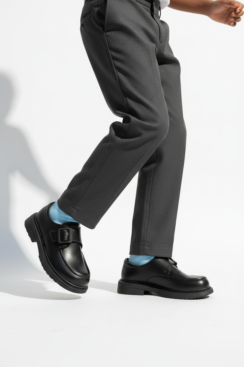 Boys’ Black School Shoes | Durable Comfortable Footwear | Sizes 29–39