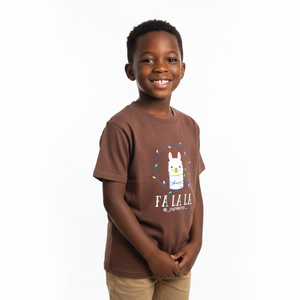 Brown Short Sleeve Falala Kids T-Shirt | Casual Cotton Tee | Sizes 100–140