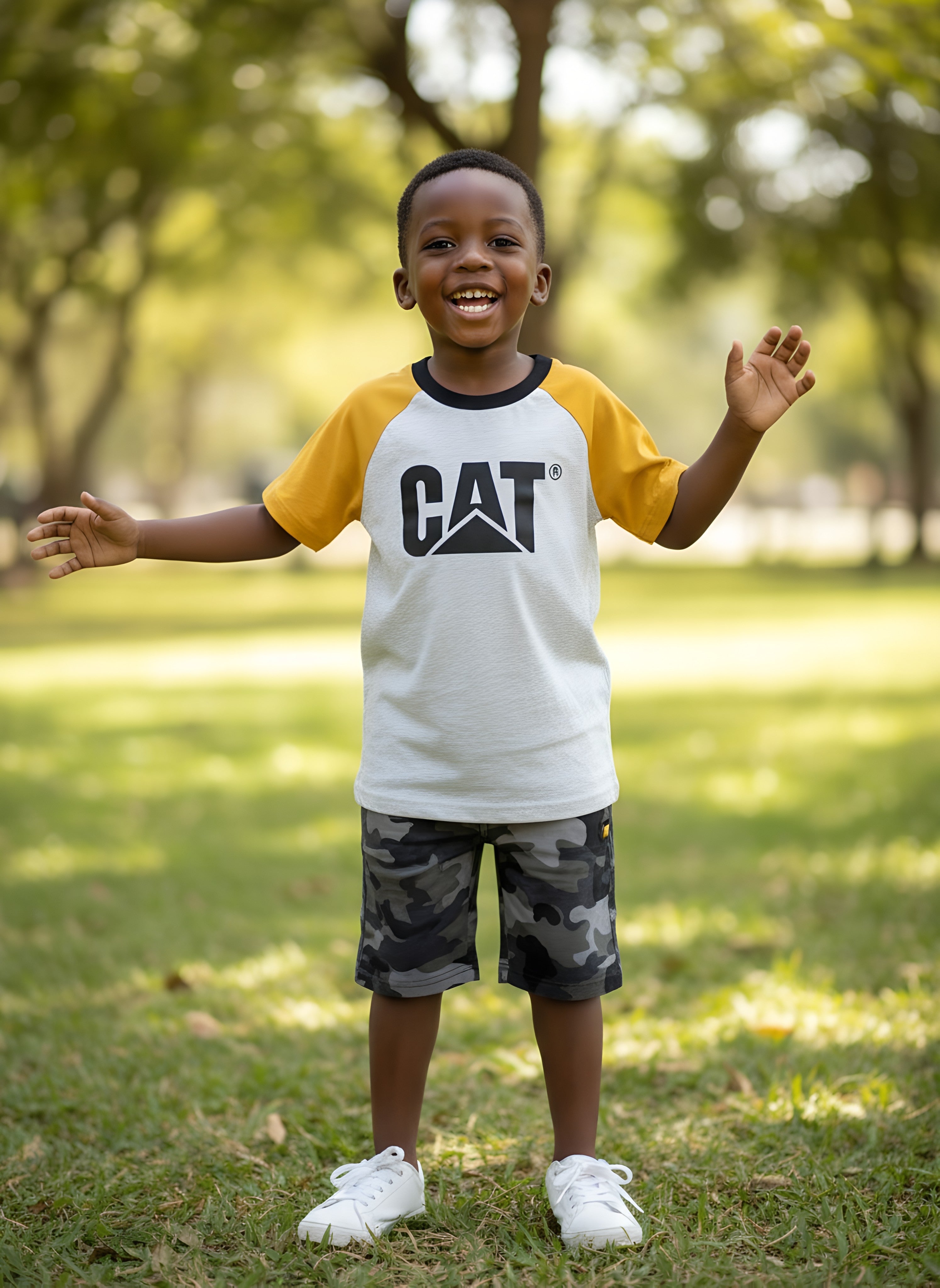 Two Piece CAT Shorts Set for Boys | Sizes: 24M, 2T, 3T | Top & Shorts