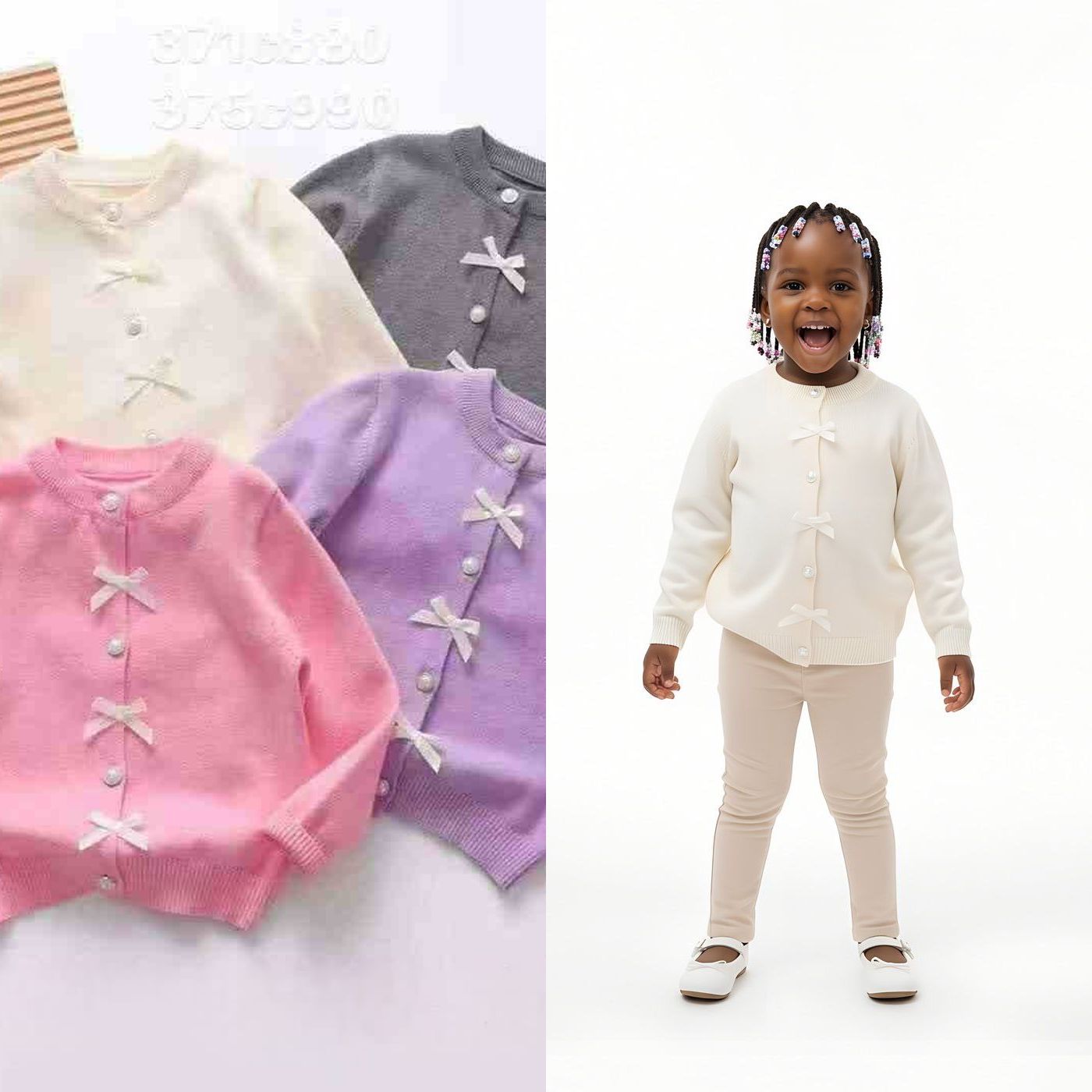 Girls’ Knitted  Quality Sweaters with Buttons | Sizes 1–5 Years