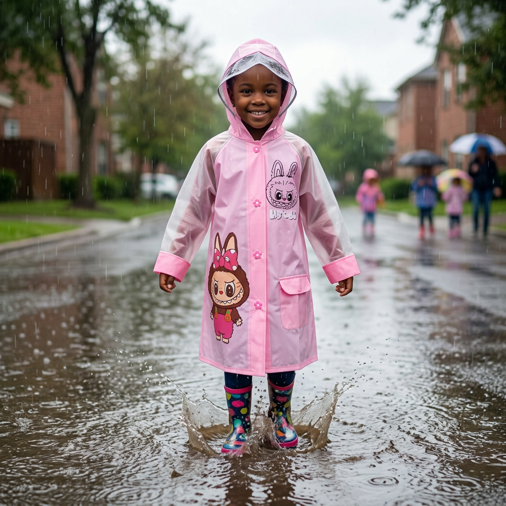 Pink Labubu Rain Jacket for Kids | Jobi Smart Kids