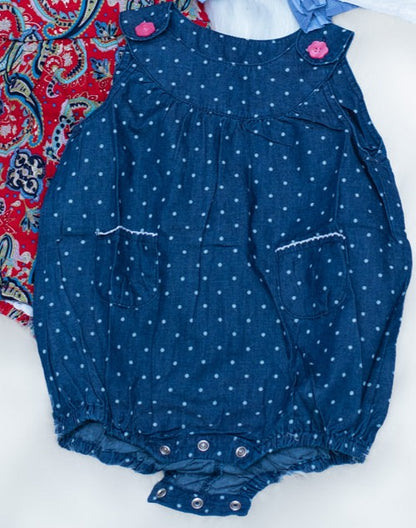 Dark Blue Polka girls Bodysuit Shirt