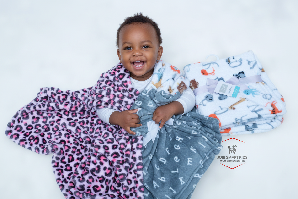 Soft Fleece Baby Blanket | Grey, Pink & White | Cozy & Gentle for Newborns