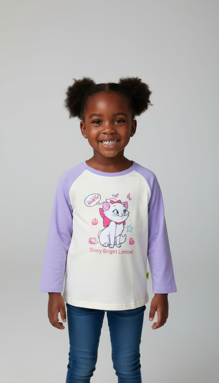 High Quality Marie Girls Long Sleeve T-Shirts | Green & Pink | 3–4 (100), 5–6 (120), 7–8 (140)