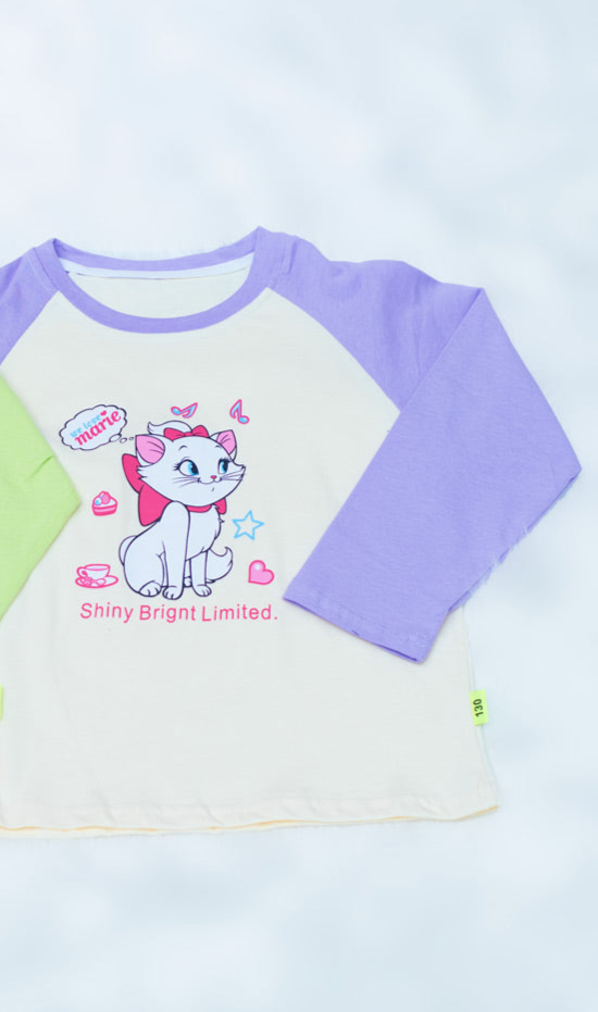 High Quality Marie Girls Long Sleeve T-Shirts | Green & Pink | 3–4 (100), 5–6 (120), 7–8 (140)
