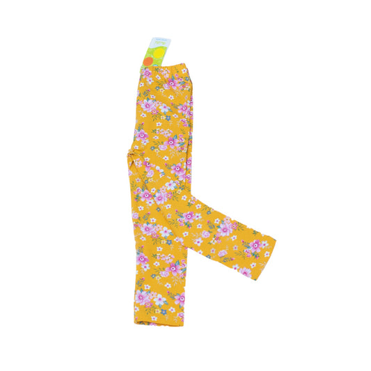 Yellow with floral prints Girls tights